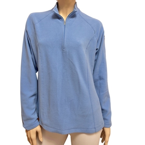 L.L. Bean Fleece ¼ zip popover Sweater Jacket Pullover Coat Sky Blue - Picture 2 of 13